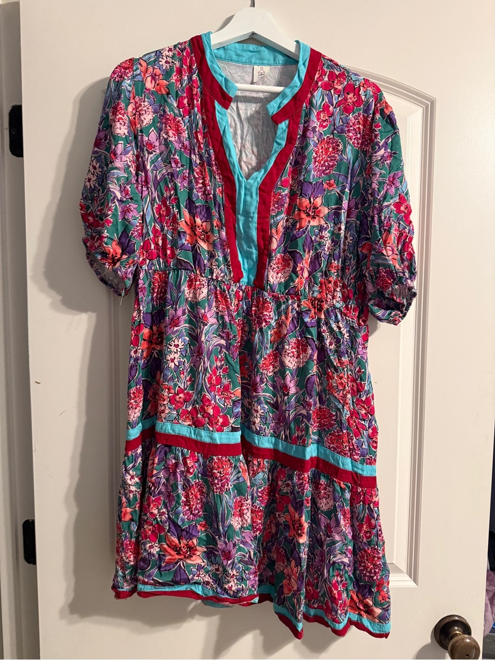 Like Love Vibrant Floral Tunic Dress in Teal & Magenta